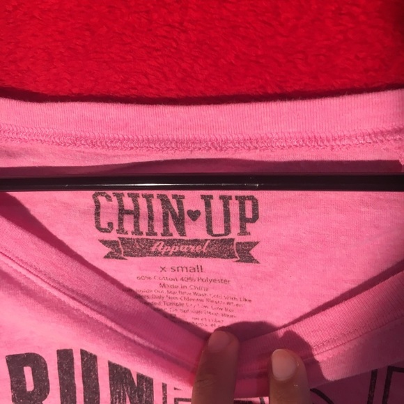 Women’s Pink Longsleeve Motivational Chin Up T Shirt - XS - Picture 3 of 5